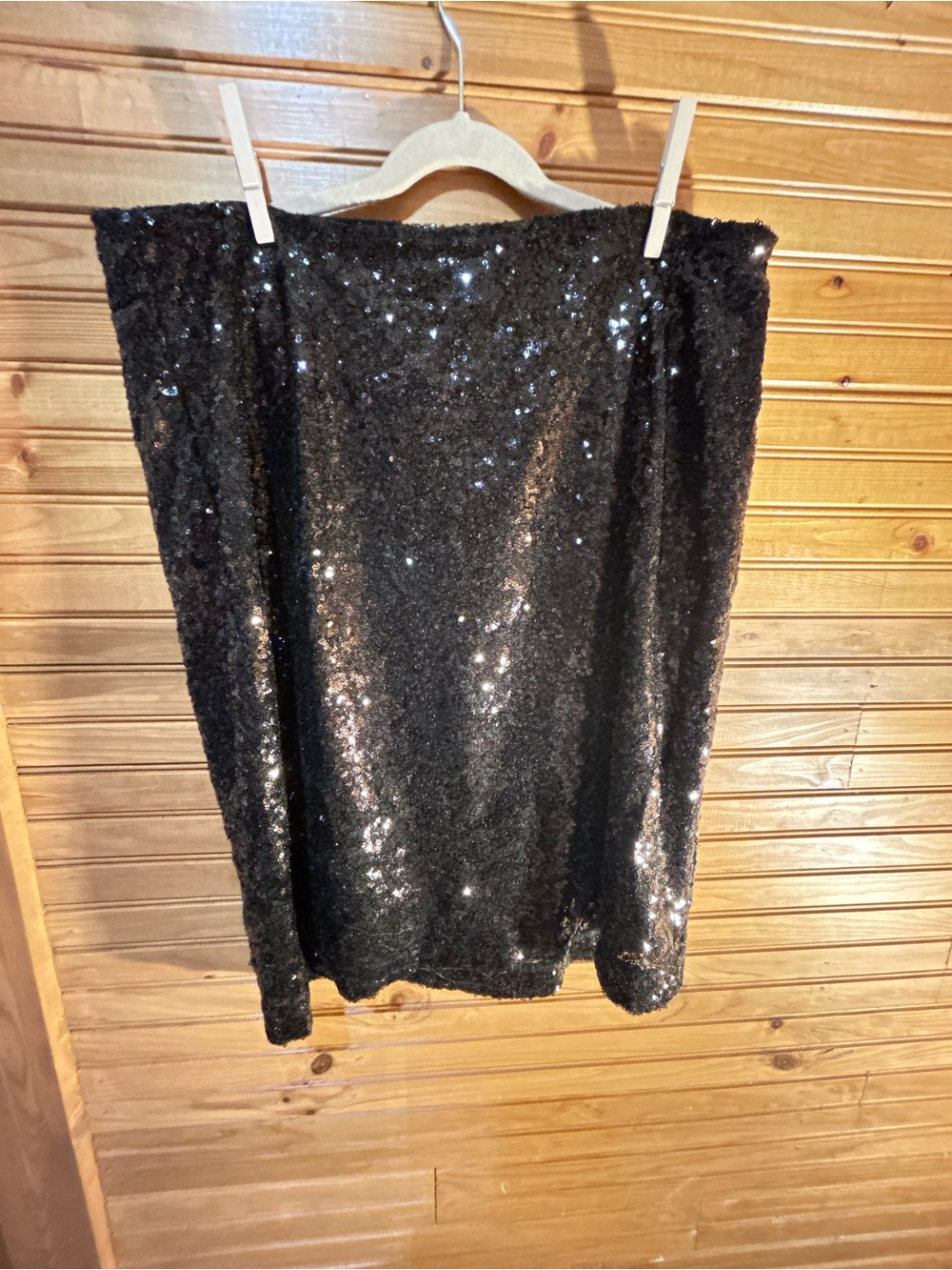 Jessica London Black Sequin Midi Skirt
